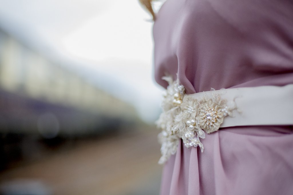 Photo Couture Headpiece as belt for a bridal shower